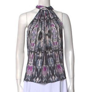 Ramy Brook Silk Ikat Printed Blouse XS Sleeveless halter
